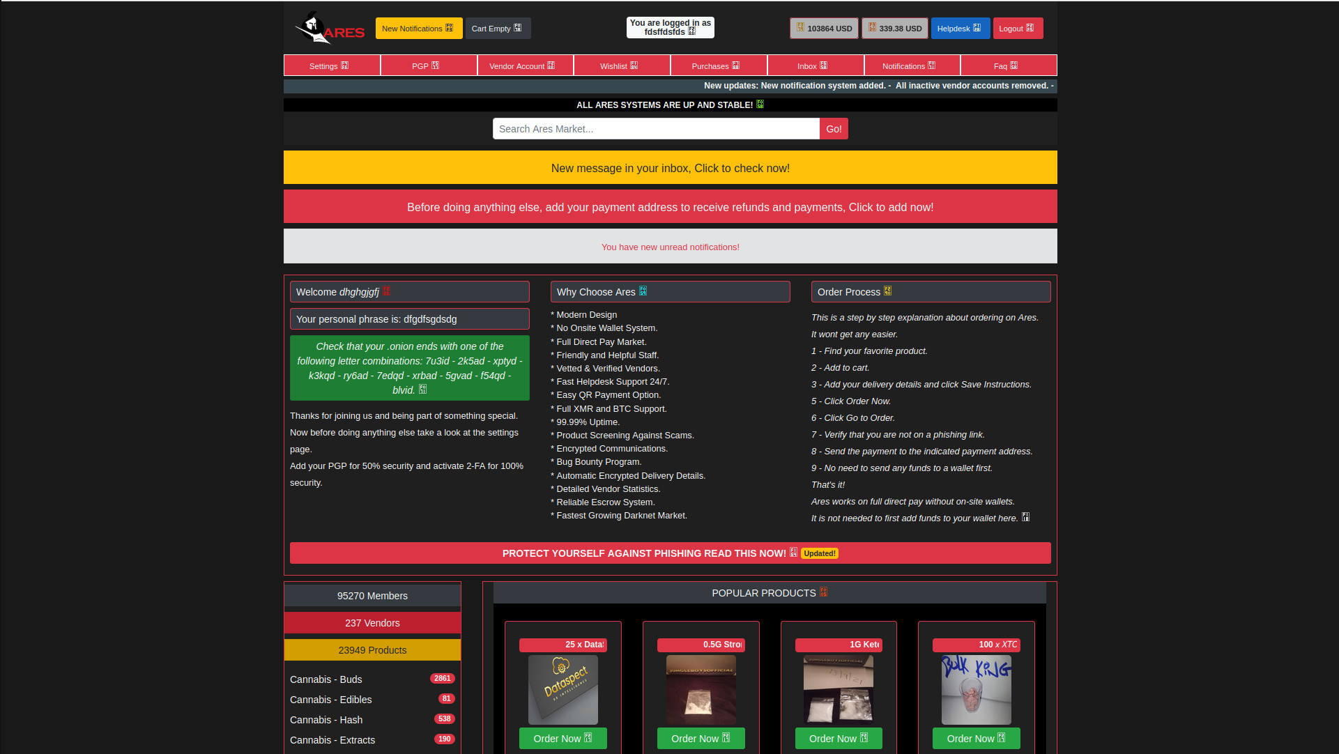 Main Market Interface
